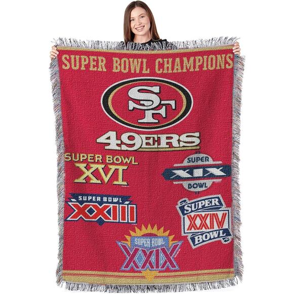 NFL San Francisco 49ers Woven Tapestry Throw For Home Game Wall Hanging 48x60in - Picture 4 of 5